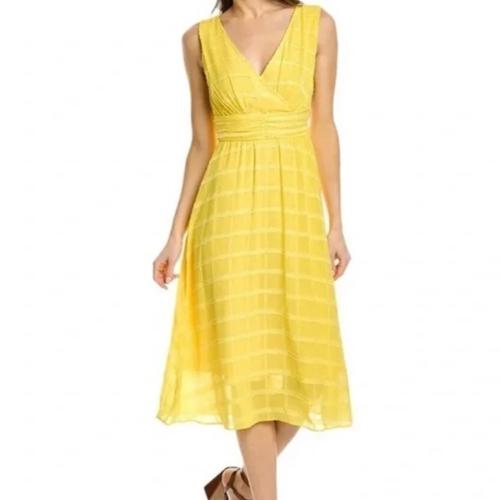 Nanette Lepore Yellow Sleeveless V-Neck Midi Dress - Size 10